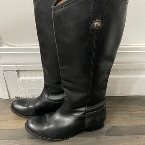 Frye Melissa Button Women's Size 7.5 Tall Black Leather Riding Boots